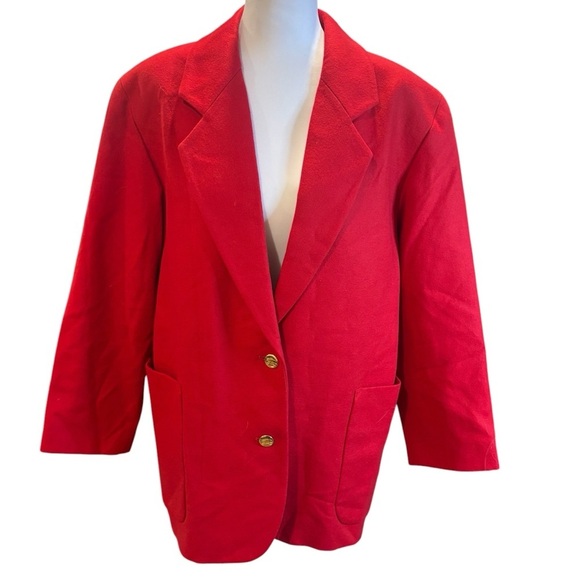 Vintage BURBERRYS Red Wool Blazer - Picture 3 of 13